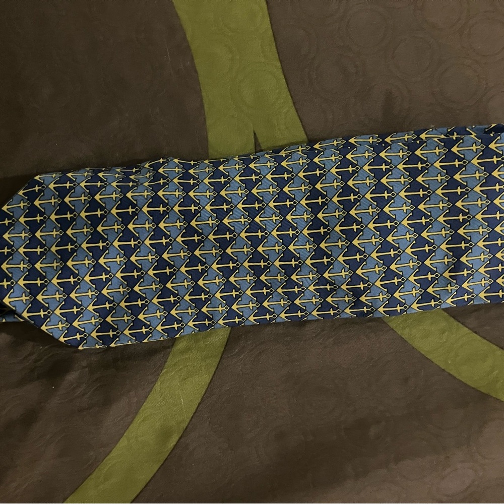 Blue and Yellow Anchor Pattern Tie